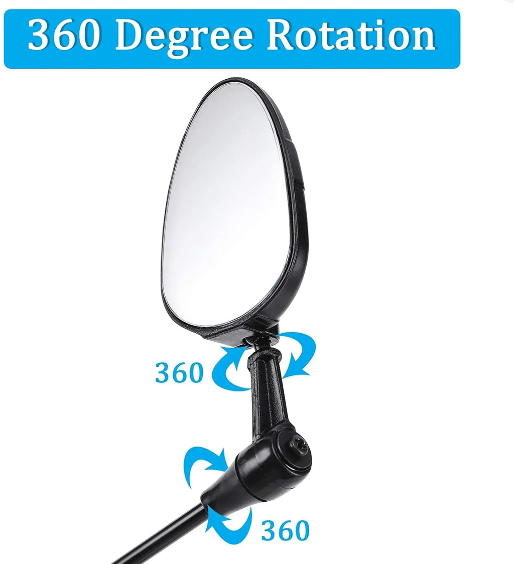 2 Pcs Bike Helmet Mirrors, 360 Degree Adjustable Convex Rear View Mirrors for Cycling, Black