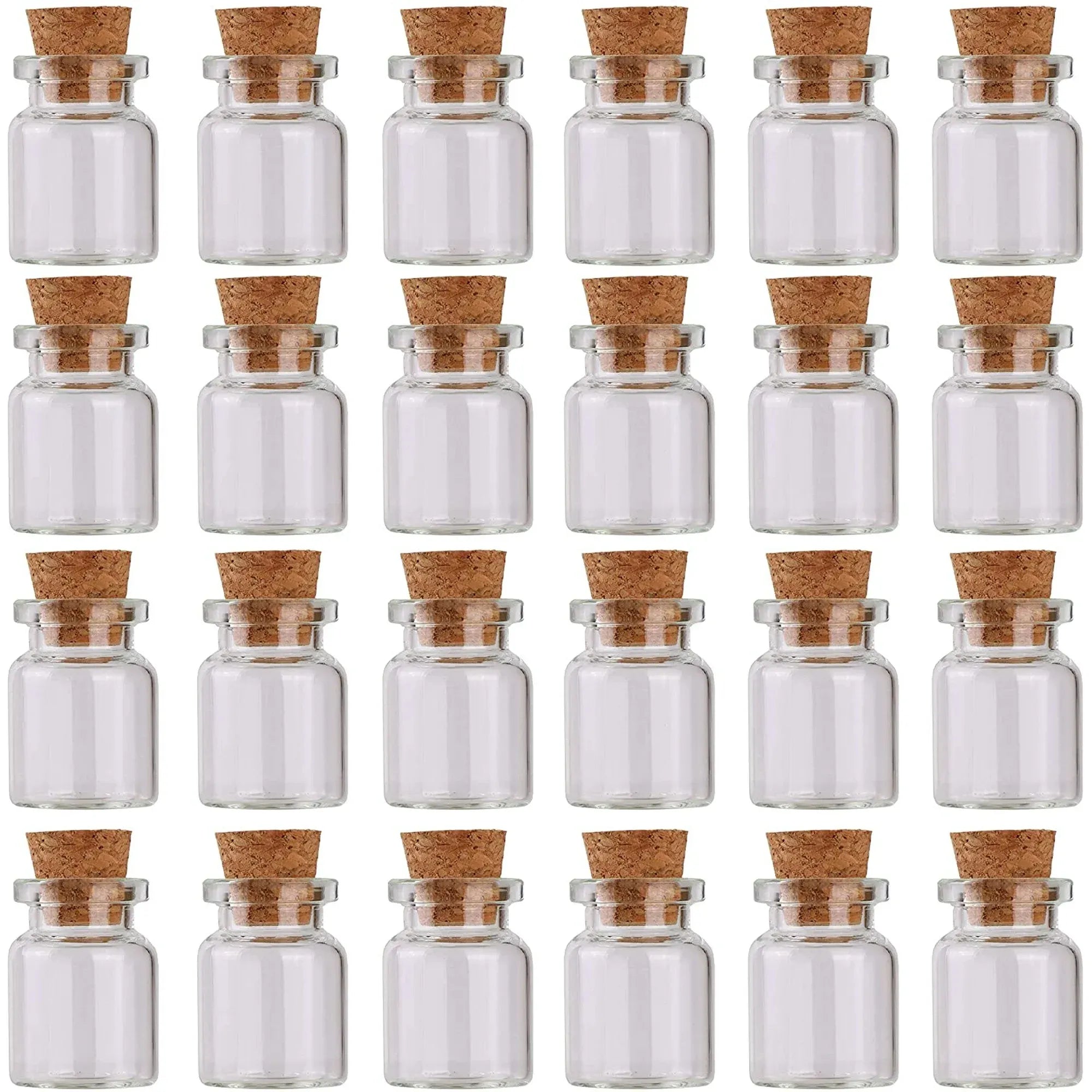 24 Pcs Mini Glass Bottles with Cork Stoppers, 5ml Clear Vials for Crafts Wedding Favors