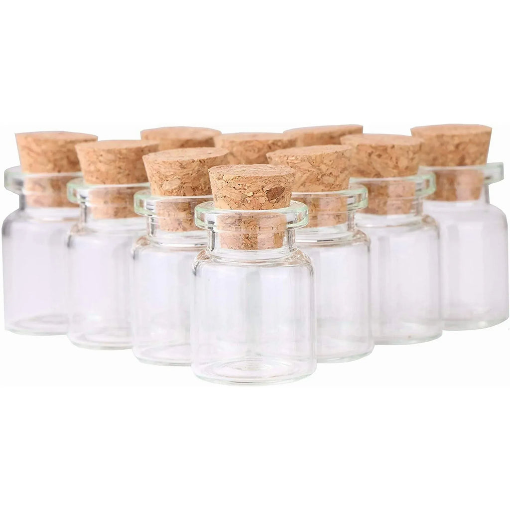 24 Pcs Mini Glass Bottles with Cork Stoppers, 5ml Clear Vials for Crafts Wedding Favors