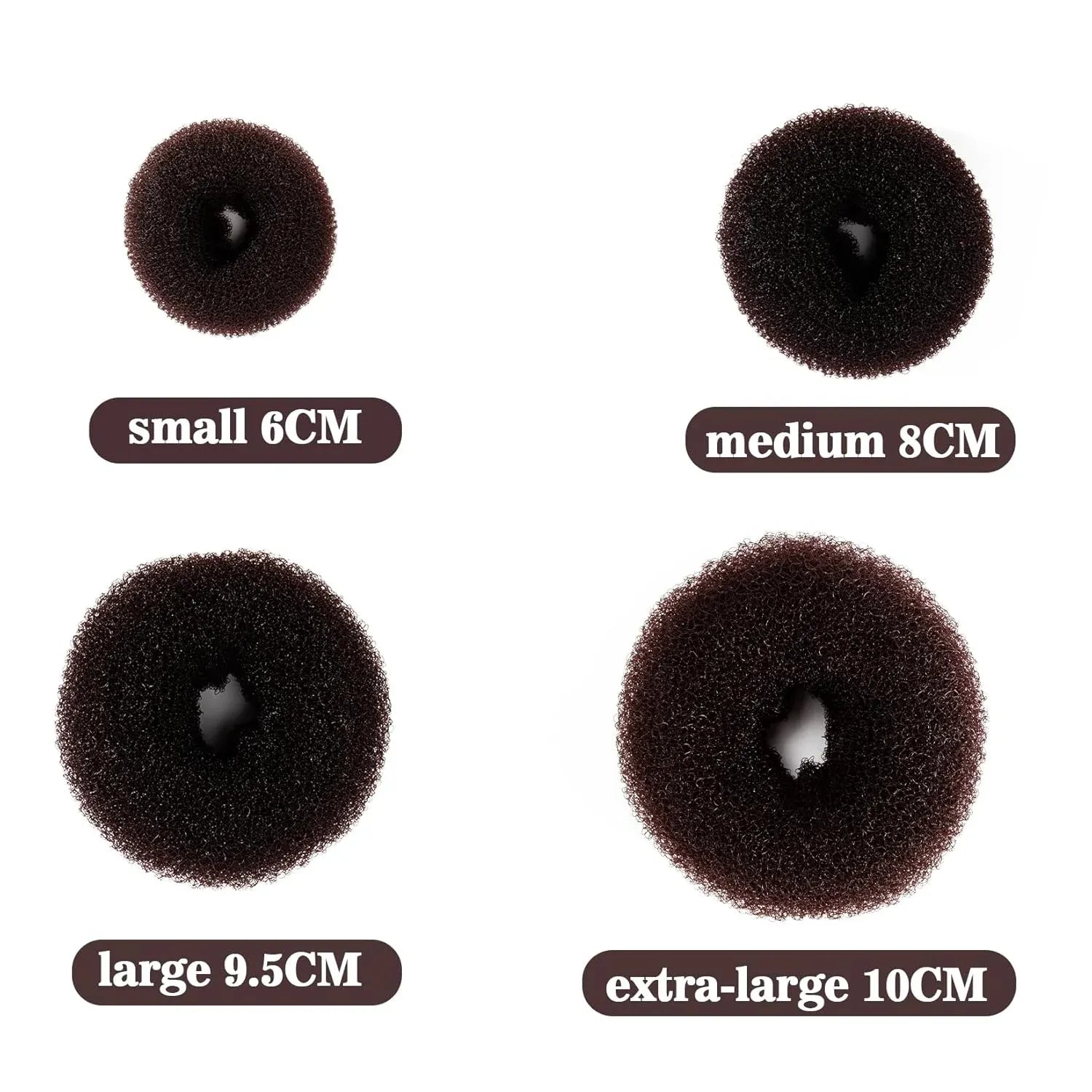 27 Pcs Hair Bun Maker Set, 7 Mesh Donut Rings and 20 U Pins for Ballet Buns Updos, Brown