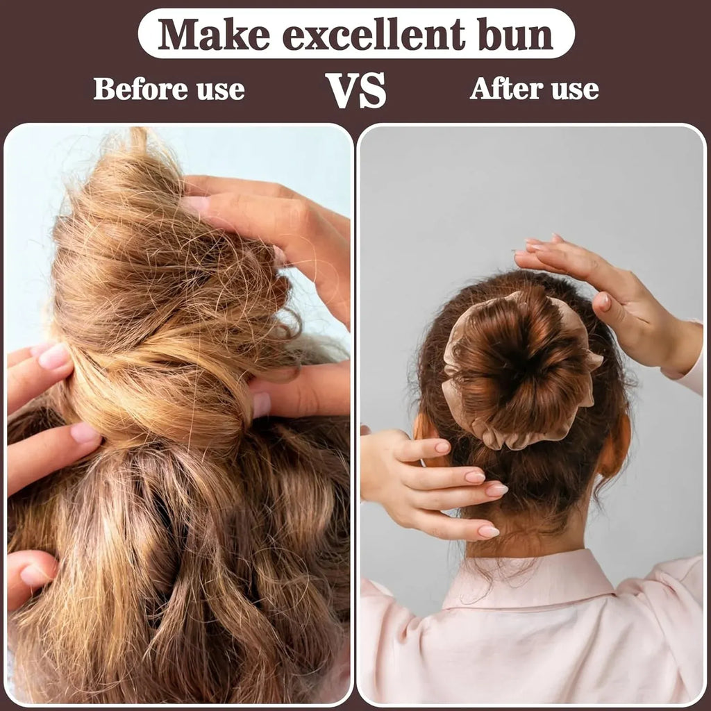 27 Pcs Hair Bun Maker Set, 7 Mesh Donut Rings and 20 U Pins for Ballet Buns Updos, Brown