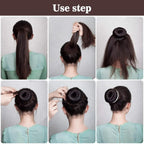 27 Pcs Hair Bun Maker Set, 7 Mesh Donut Rings and 20 U Pins for Ballet Buns Updos, Brown