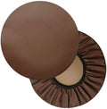 2 Pack Round Bar Stool Covers, Waterproof PU Leather Anti Slip Seat Slipcovers, 16 Inch Brown