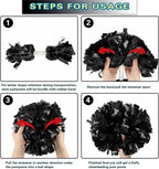 6 Pcs Metallic Cheerleading Pom Poms with Baton Handles for Sports Team Parties, Black
