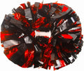 6 Pcs Metallic Cheerleading Pom Poms with Baton Handles for Sports Team Parties, Black Red
