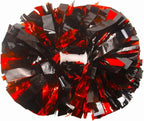 6 Pcs Metallic Cheerleading Pom Poms with Baton Handles for Sports Team Parties, Black Red