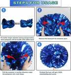 6 Pcs Metallic Cheerleading Pom Poms with Baton Handles for Sports Team Parties, Blue