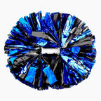 6 Pcs Metallic Cheerleading Pom Poms with Baton Handles for Sports Team Parties, Blue Black