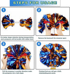 6 Pcs Metallic Cheerleading Pom Poms with Baton Handles for Sports Team Parties, Blue Orange