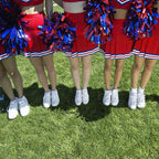 6 Pcs Metallic Cheerleading Pom Poms with Baton Handles for Sports Team Parties, Blue Red
