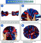 6 Pcs Metallic Cheerleading Pom Poms with Baton Handles for Sports Team Parties, Blue Red