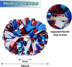 6 Pcs Metallic Cheerleading Pom Poms with Baton Handles for Sports Team Parties, Blue Red White
