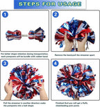 6 Pcs Metallic Cheerleading Pom Poms with Baton Handles for Sports Team Parties, Blue Red White