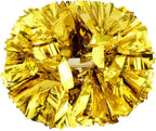 6 Pcs Metallic Cheerleading Pom Poms with Baton Handles for Sports Team Parties, Gold