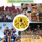 6 Pcs Metallic Cheerleading Pom Poms with Baton Handles for Sports Team Parties, Gold
