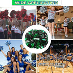 6 Pcs Metallic Cheerleading Pom Poms with Baton Handles for Sports Team Parties, Green Black