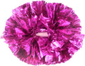 6 Pcs Metallic Cheerleading Pom Poms with Baton Handles for Sports Team Parties, Hot Pink
