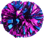 6 Pcs Metallic Cheerleading Pom Poms with Baton Handles for Sports Team Parties, Hot Pink Blue