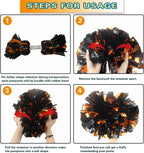 6 Pcs Metallic Cheerleading Pom Poms with Baton Handles for Sports Team Parties, Orange Black