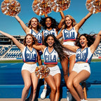 6 Pcs Metallic Cheerleading Pom Poms with Baton Handles for Sports Team Parties, Orange Silver