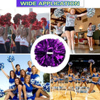 6 Pcs Metallic Cheerleading Pom Poms with Baton Handles for Sports Team Parties, Purple