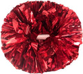 6 Pcs Metallic Cheerleading Pom Poms with Baton Handles for Sports Team Parties, Red