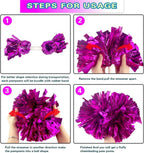 6 Pcs Metallic Cheerleading Pom Poms with Baton Handles for Sports Team Parties, Red Pink