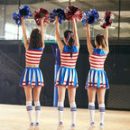 6 Pcs Metallic Cheerleading Pom Poms with Baton Handles for Sports Team Parties, Red Silver