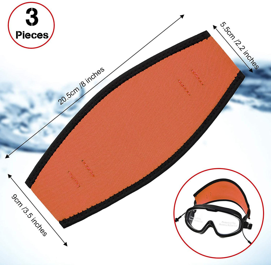 3 Pack Neoprene Diving Mask Strap Covers, Hair Protector Wraps for Snorkeling, 7.5 x 3.5 In