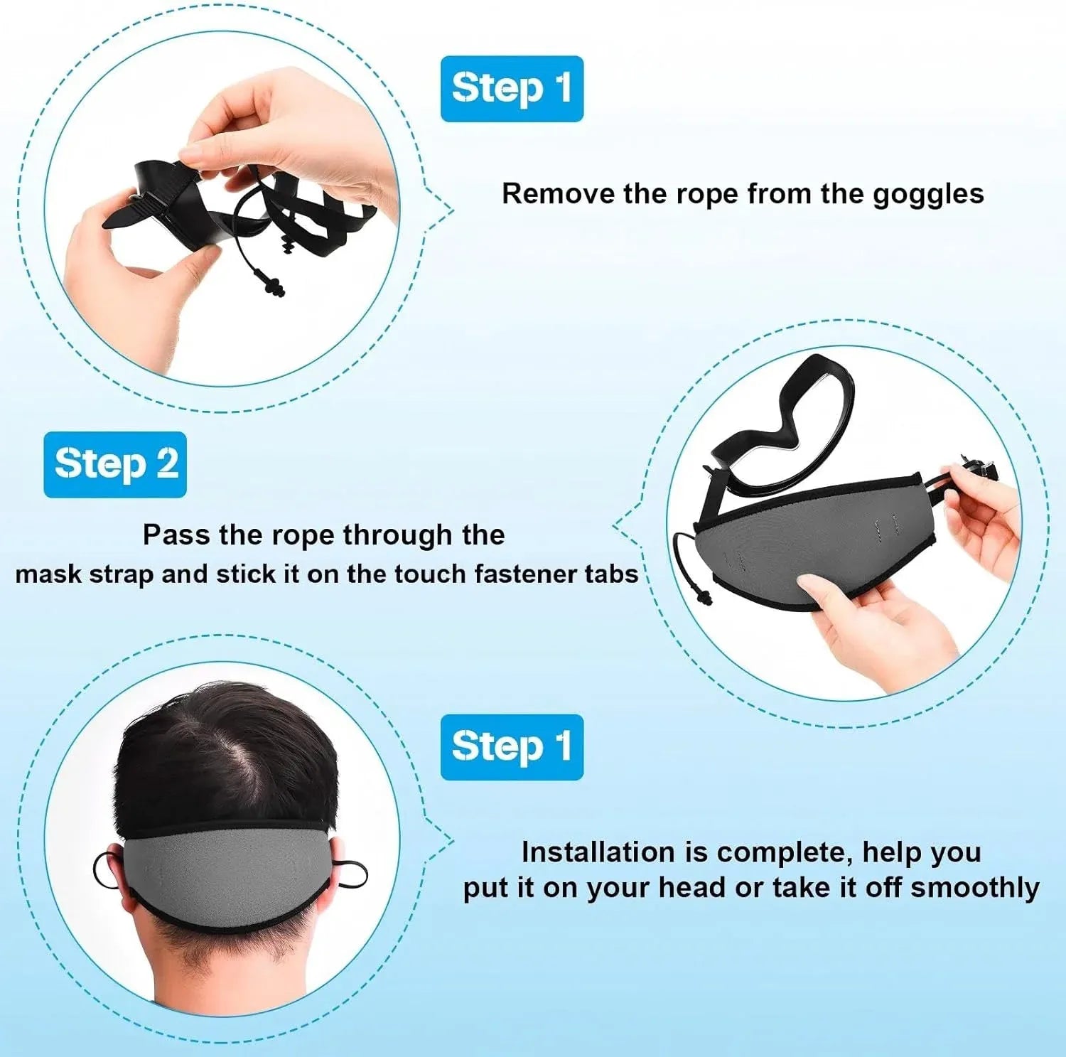 3 Pack Neoprene Diving Mask Strap Covers, Hair Protector Wraps for Snorkeling, 7.5 x 3.5 In