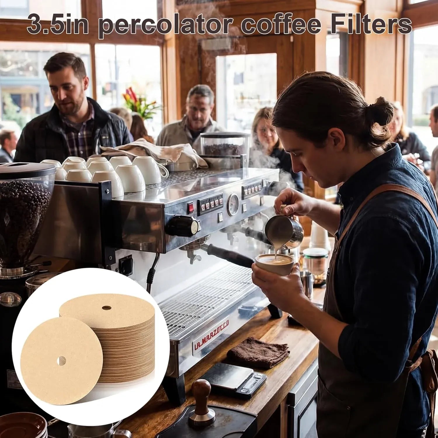 200 Count 3.5 Inch Percolator Coffee Filters, Unbleached Paper Disc Filters for Coffee Pots
