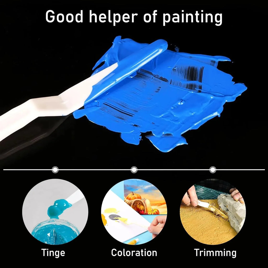 30 Pcs Plastic Palette Knives Set, Flexible Painting Spatulas for Acrylic Oil Mixing, White