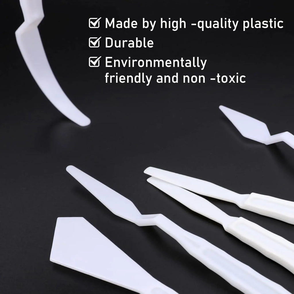 30 Pcs Plastic Palette Knives Set, Flexible Painting Spatulas for Acrylic Oil Mixing, White