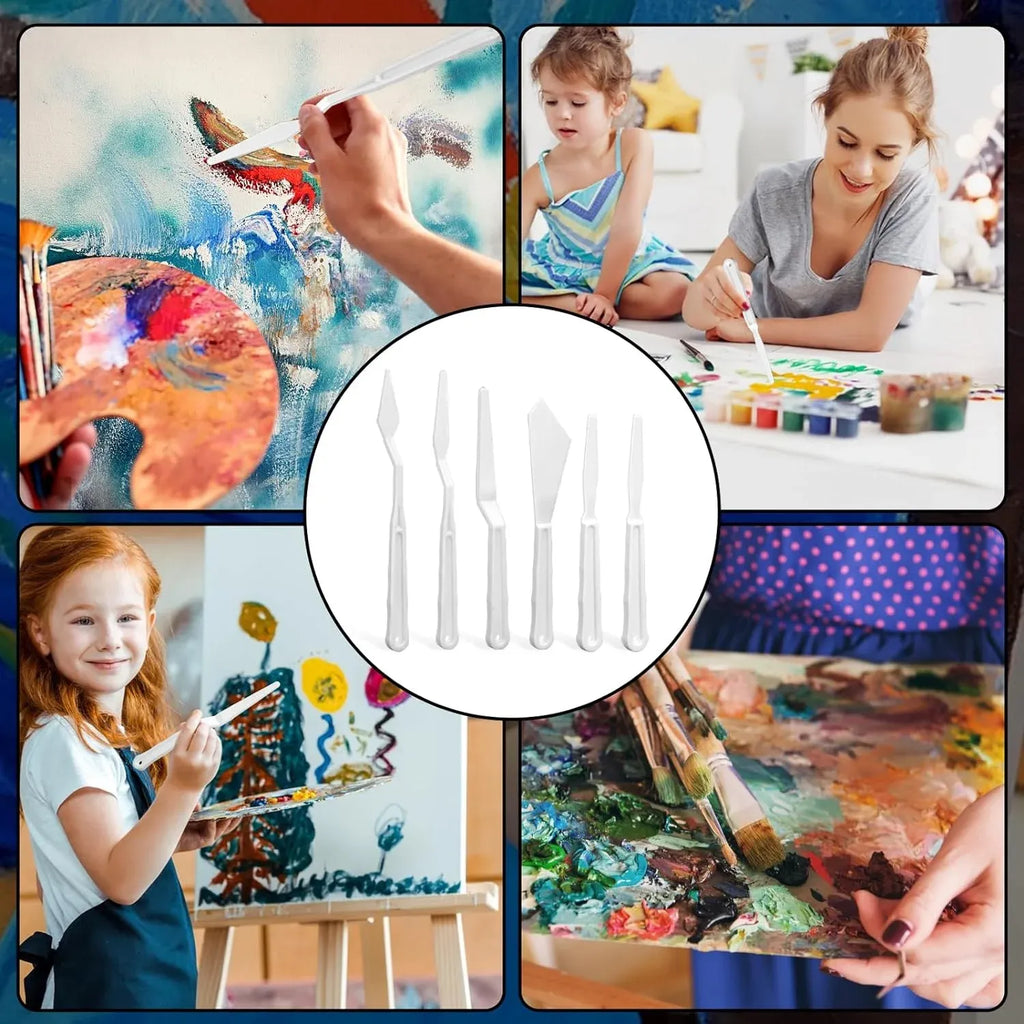 30 Pcs Plastic Palette Knives Set, Flexible Painting Spatulas for Acrylic Oil Mixing, White
