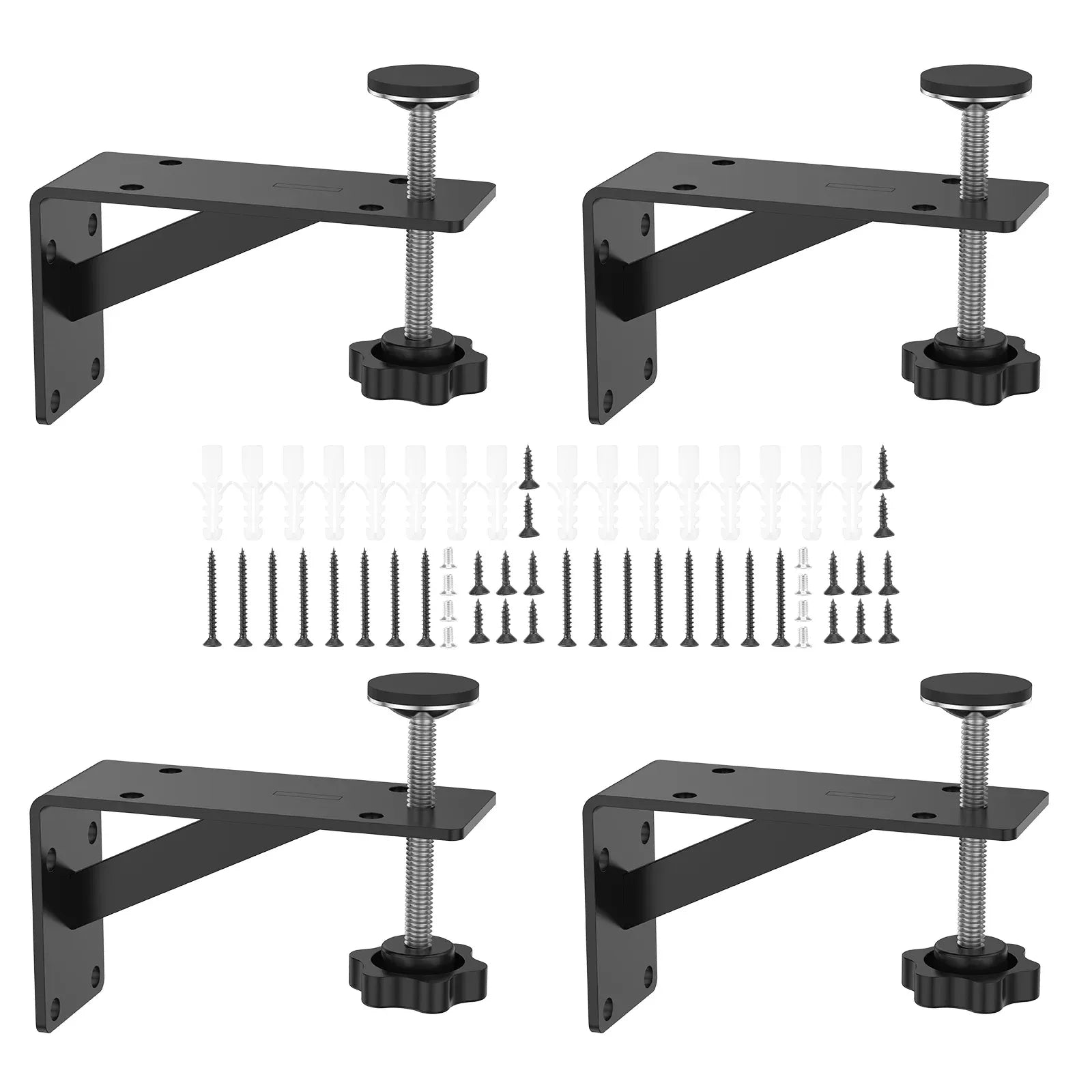 4 Pcs Undermount Sink Brackets, Heavy Duty Adjustable Iron Support Brackets, Black 11cm