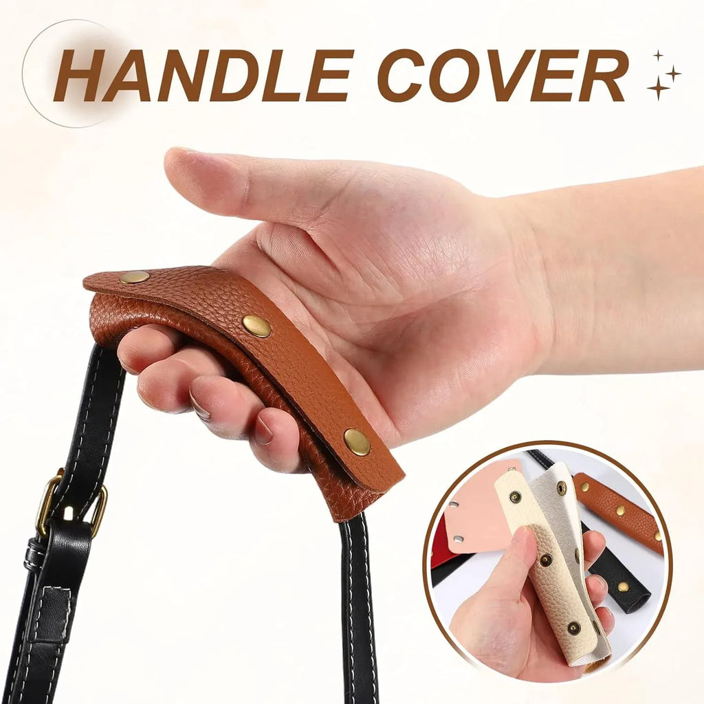 4 Pcs Handbag Handle Covers, PVC Leather Non Slip Grip Protectors with Buckles, Black