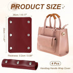 4 Pcs Handbag Handle Covers, PVC Leather Non Slip Grip Protectors with Buckles, Burgundy