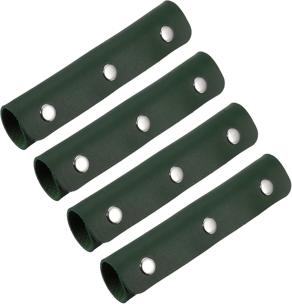 4 Pcs Handbag Handle Covers, PVC Leather Grip Protectors with Suede Lining, Dark Green