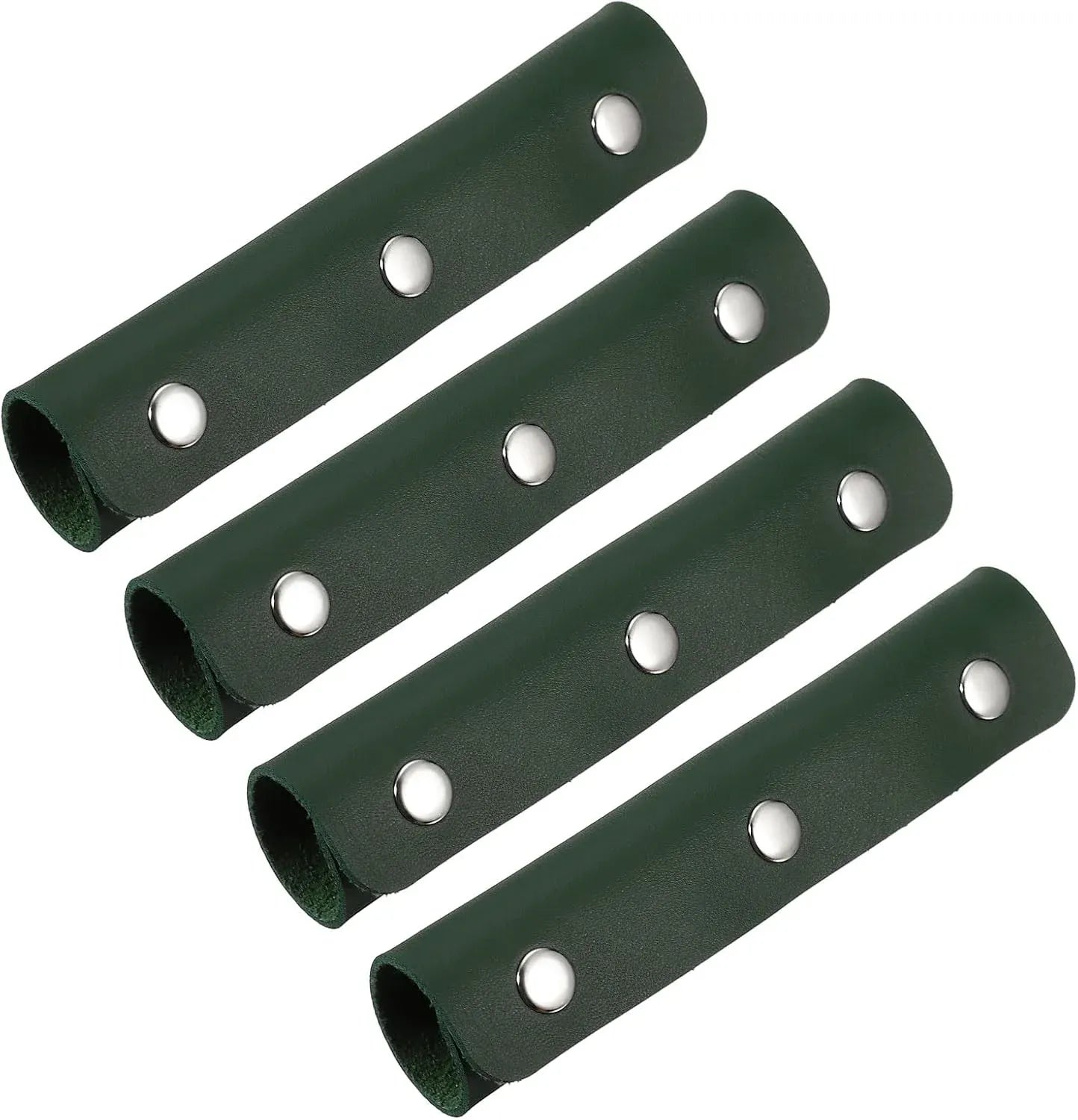 4 Pcs Handbag Handle Covers, PVC Leather Grip Protectors with Suede Lining, Dark Green