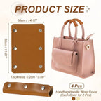 4 Pcs Handbag Handle Covers, PVC Leather Grip Protectors with Buckles, Orange Brown Beige