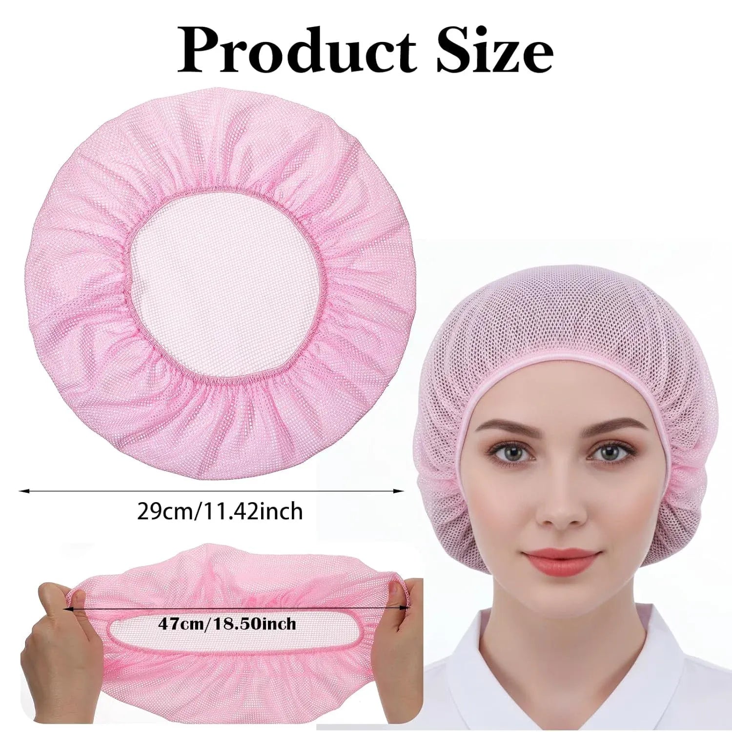 4 Pack Mesh Sleep Bonnets for Women, Breathable Elastic Hair Nets, Pink Blue Orange Black