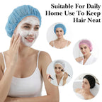 4 Pcs Mesh Sleep Bonnets for Women, Breathable Elastic Hair Nets, Pink Blue White Black