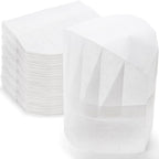 60 Pcs Disposable Chef Hats, Adjustable Non Woven Pleated Kitchen Catering Hats, White 8 In