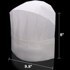 60 Pcs Disposable Chef Hats, Adjustable Non Woven Pleated Kitchen Catering Hats, White 8 In