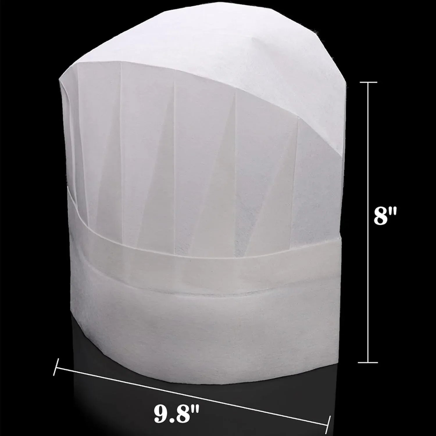 60 Pcs Disposable Chef Hats, Adjustable Non Woven Pleated Kitchen Catering Hats, White 8 In