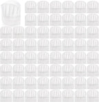 60 Pcs Disposable Chef Hats, Adjustable Non Woven Pleated Kitchen Catering Hats, White 8 In