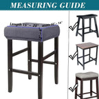 Square Saddle Bar Stool Covers Set of 2, Stretch Jacquard Washable Seat Slipcovers, Black