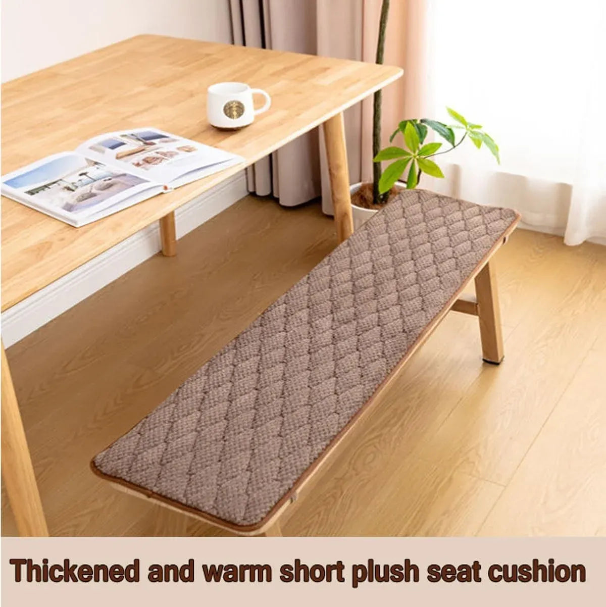 Beige Bench Cushion Pad, Non Slip Plush Sponge Seat Mat for Indoor Outdoor Patio Swing, 13.78 x 39.27 In