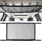 Car Ceiling Fishing Rod Holder, Double Layer Mesh Storage Net, Fits 5 Rods, Black 32 x 22 In