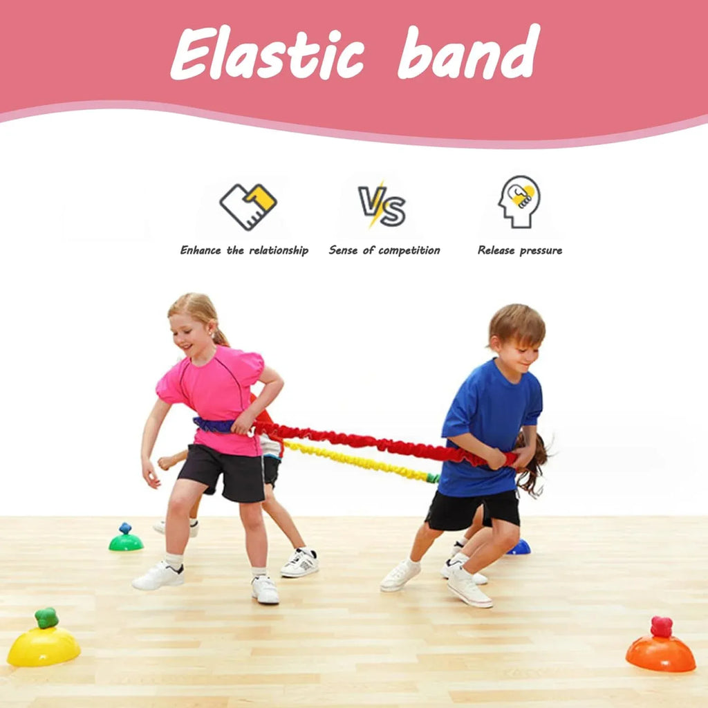Cooperative Stretchy Band, Elastic Fleece Group Exercise Tug Band for 4 People, 118.11 In